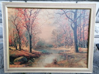SLIKA barvan lesonit v okvirju brez stekla 68 x 53 cm