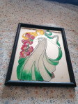SLIKA na ogledalu v lepem okvirju 25 x 31 cm
