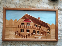 SLIKA iz slame v lepem lesenem okvirju brez stekla 52 x 31 cm