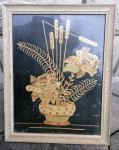 SLIKA iz slame v lepem okvirju s steklom 37 x 47 cm