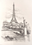 slika, svinčnik, Pariz (Aifflov Stolp)