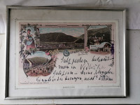 SLIKA v kovinskem okvirju s steklom 41 x 31 cm KONJICE 1898