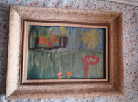 SLIKA v lepem širokem debelem okvirju s steklom 38 x 30 cm