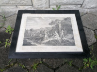 SLIKA v širokem masivnem okvirju s steklom 69 x 53 cm