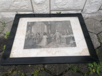 SLIKA v širokem masivnem okvirju s steklom 75,5 x 57 cm