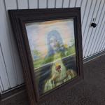 Stara slika Marije v bogatem, lesenem okvirju