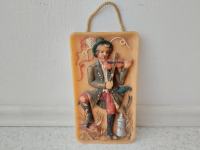 STARA SLIKA NA POSEBNI UMETNI MASI,IGRALEC NA VIOLINO