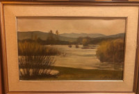 Umetniška slika ak. slikar France Peršin "Cerkniško Jezero"