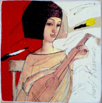 Umetniška slika ruskega slikarja Jurija Kravcova 10 x 10 cm