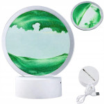 USB LED RGB 3D namizna steklena peščena slika 19cm zelena