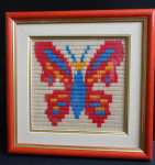 Vezenina, tapiserija v okvirju 30 x 30 cm