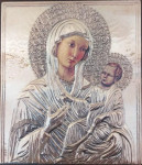 Ikona v srebru Devica Marija z malim Jezusom