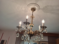 Lestenec, luster na 5 svečnikov, medenina