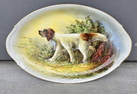 Porcelanast pladenj 41cm  LIMOGES P.P. FRANCE ročno poslikan Lovskim m