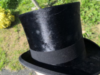 Starinski črn svilen klobuk cilinder  Black Silk Top Hat London