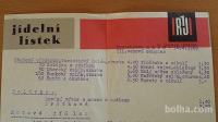 Star jedilni list - Češkoslovaška - za zbiratelje, gostince,..