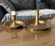 Stara,zelo lepa medeninasta svečnika,možnost nastavitve viš.sveče