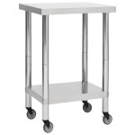 vidaXL Kuhinjska delovna miza s kolesi 60x60x85 cm nerjaveče jeklo