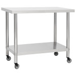 vidaXL Kuhinjska delovna miza s kolesi 80x60x85 cm nerjaveče jeklo