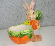 Keramičen zajček s posodico za jace višina 10,5 cm