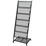 vidaXL Stojalo za Revije 47,5x43x133 cm Črne Barve A4