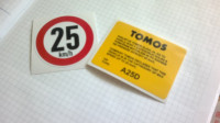 Nalepka TOMOS 25 km/h omejitev hitrosti 25 km/h