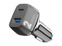 CellularLine Avto Polnilec 1xUSB, 1xUSB-C 36W PD - črna