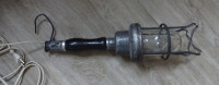Vintage delovna svetilka z lesenim ročajem, električna, 42 cm