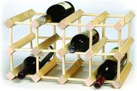 Regal za buteljke, lesena vinoteka za 12 steklenic, sestav iz lesa