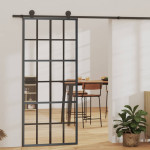 vidaXL Drsna vrata z opremo ESG steklo in aluminij 90x205 cm