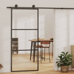 vidaXL Drsna vrata z opremo ESG steklo in aluminij 90x205 cm
