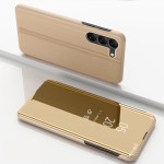 Etui za Samsung Galaxy S24 5G – preklopni etui z zrcalom (zlat)