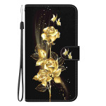 Etui za Samsung Galaxy S24 Ultra 5G – preklopni etui z vzorcem vrtnice