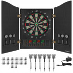 27 iger LCD elektronski pikado 69cm v leseni omarici do 16 igralcev
