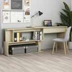 vidaXL Kotna pisalna miza sonoma hrast 200x50x76 cm iverna plošča