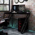 vidaXL Gaming miza z nogami ZZ-oblike črna 110x60x75 cm
