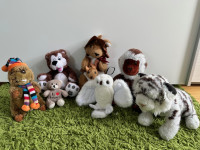 Plišaste igrače: kenguru, opice, bober, sova, tiger, medved