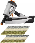 A533155-XXL pnev. pištola za 34° žeblje +2000 žeb. 90mm +2040 kos 70mm