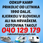 TAKOJŠEN ODKUP POČITNIŠKIH VOZIL 040129179 (Kjerkoli v SLO ali HRV)