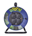 Kolutni podaljšek 25 m, 4 vtičnice, črn, guma, 230 V