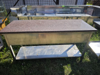 DELOVNI PULT - INOX - PLOŠČA NARAVNI KAMEN - 170 cm