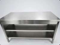 DELOVNI PULT Z POLICO - INOX - 150 cm