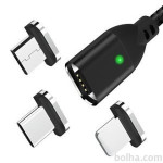 Magnetni kabel USB 3v1 micro USB, USB C in 8 pin, več barv