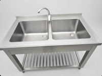 DVOJNO POMIVALNO KORITO Z PIPO – INOX - 120 cm