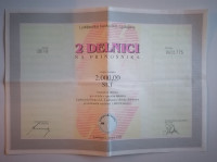 2 DELNICI NA PRNOSNIKA, TALON, KUPONI,  LJUBLJANSKA BANKA