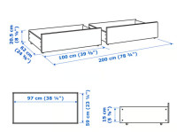 IKEA MALM Posteljni predal za vsk post okvir, bela, 200 cm, 2 kompleta