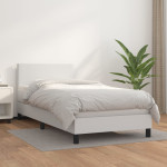 vidaXL Box spring postelja z vzmetnico bel 100x200 cm umetno usnje