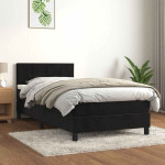 vidaXL Box spring postelja z vzmetnico črna 90x200 cm žamet