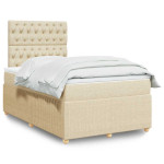 vidaXL Box spring postelja z vzmetnico krem 120x200 cm blago