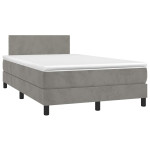 vidaXL Box spring postelja z vzmetnico LED sv. siva 120x190 cm žamet
